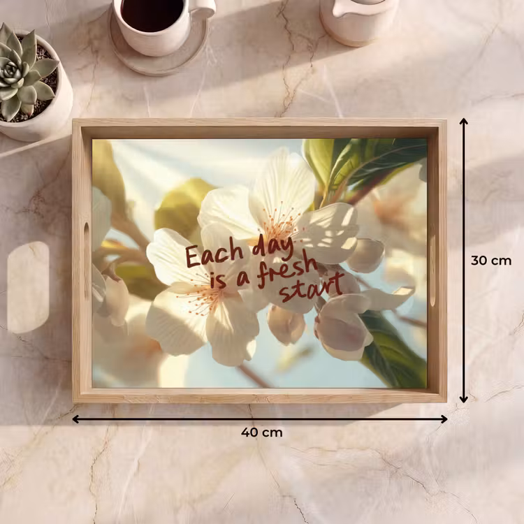 Dienblad - Bloesems - Zonlicht - Quote - Wit — 9