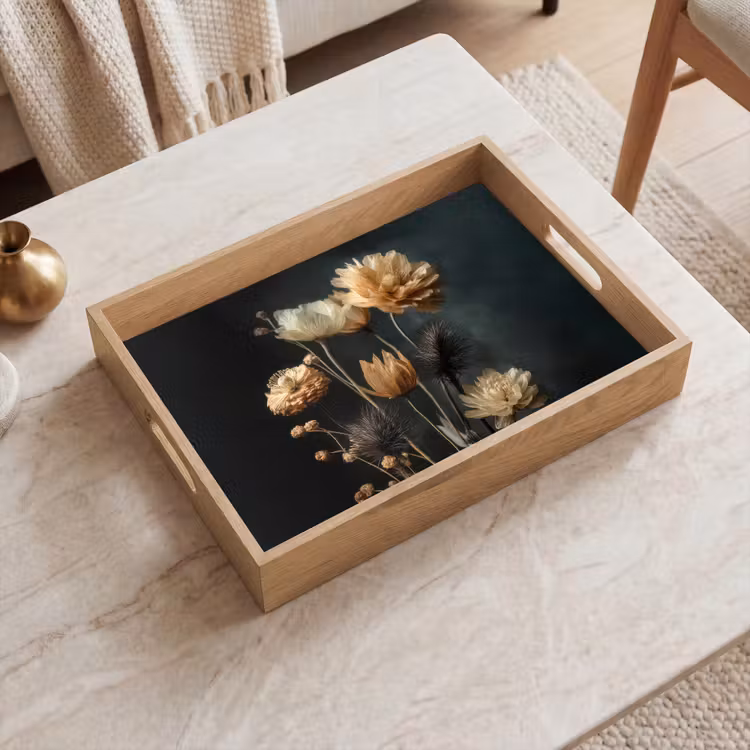 Dienblad - Boeket - Bloemen - Licht - Zwart — 2