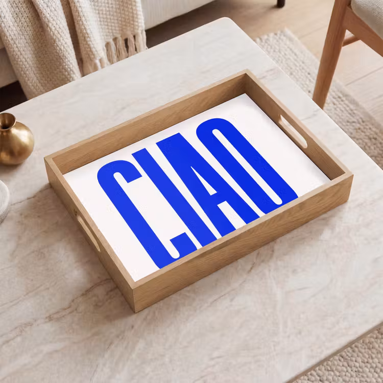 Dienblad - Ciao - Hoofdletters - Blauw - Minimalistisch — 2