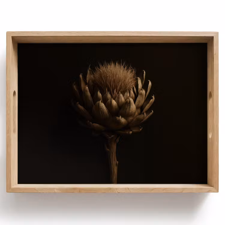 Dienblad - Donkerbruin - Bloem - Textuur - Artisjok — 1