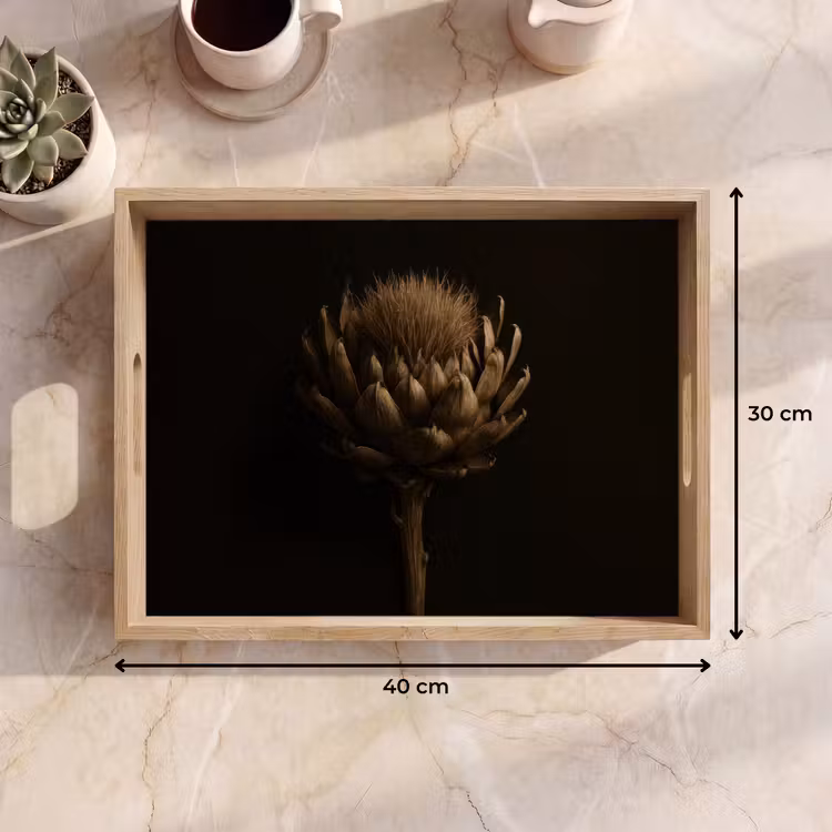 Dienblad - Donkerbruin - Bloem - Textuur - Artisjok — 9