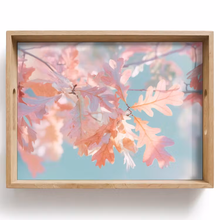 Dienblad - Eikenbladeren - Takken - Roze — 1