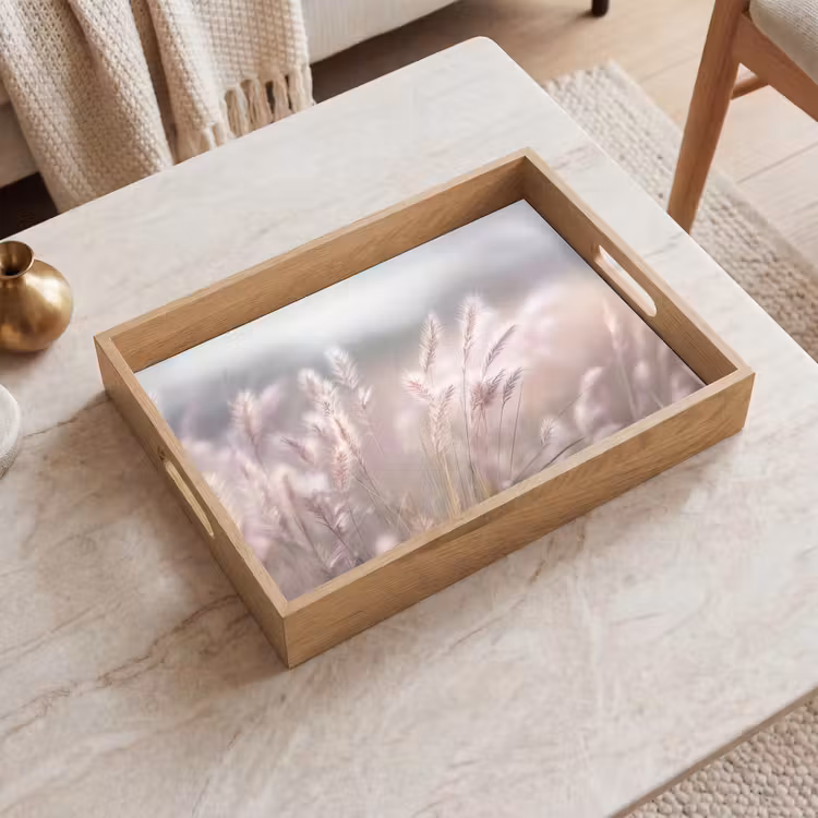 Dienblad - Graspluimen - Wind - Beige - Mistig — 2