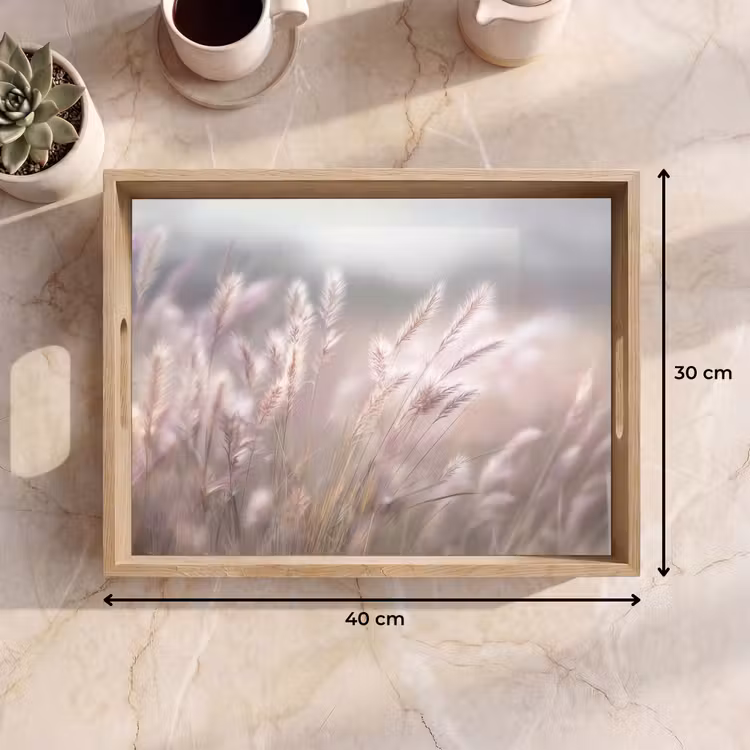 Dienblad - Graspluimen - Wind - Beige - Mistig — 9