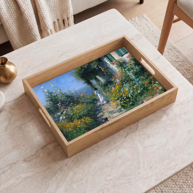 Dienblad - Kat - Vrouw - Bloemen - Huis — 2