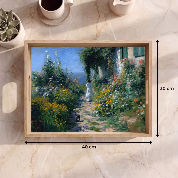 Dienblad - Kat - Vrouw - Bloemen - Huis — 9