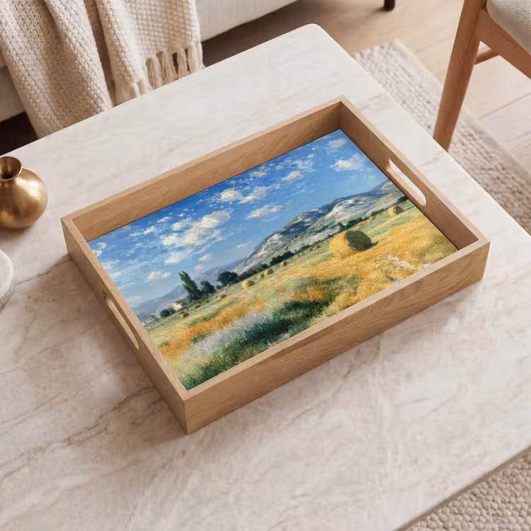 Dienblad - Landschap - Strobalen - Bergen - Wolken — 2