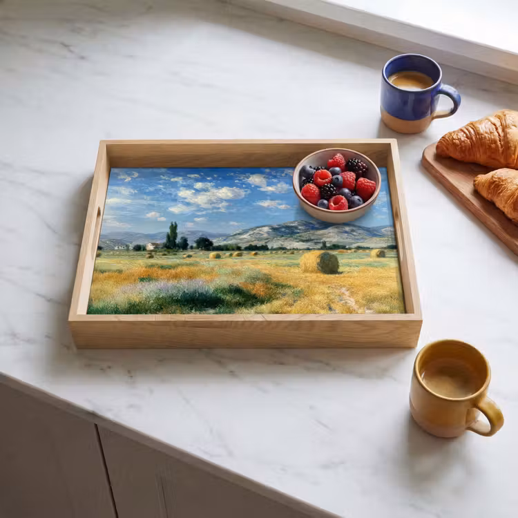 Dienblad - Landschap - Strobalen - Bergen - Wolken — 4