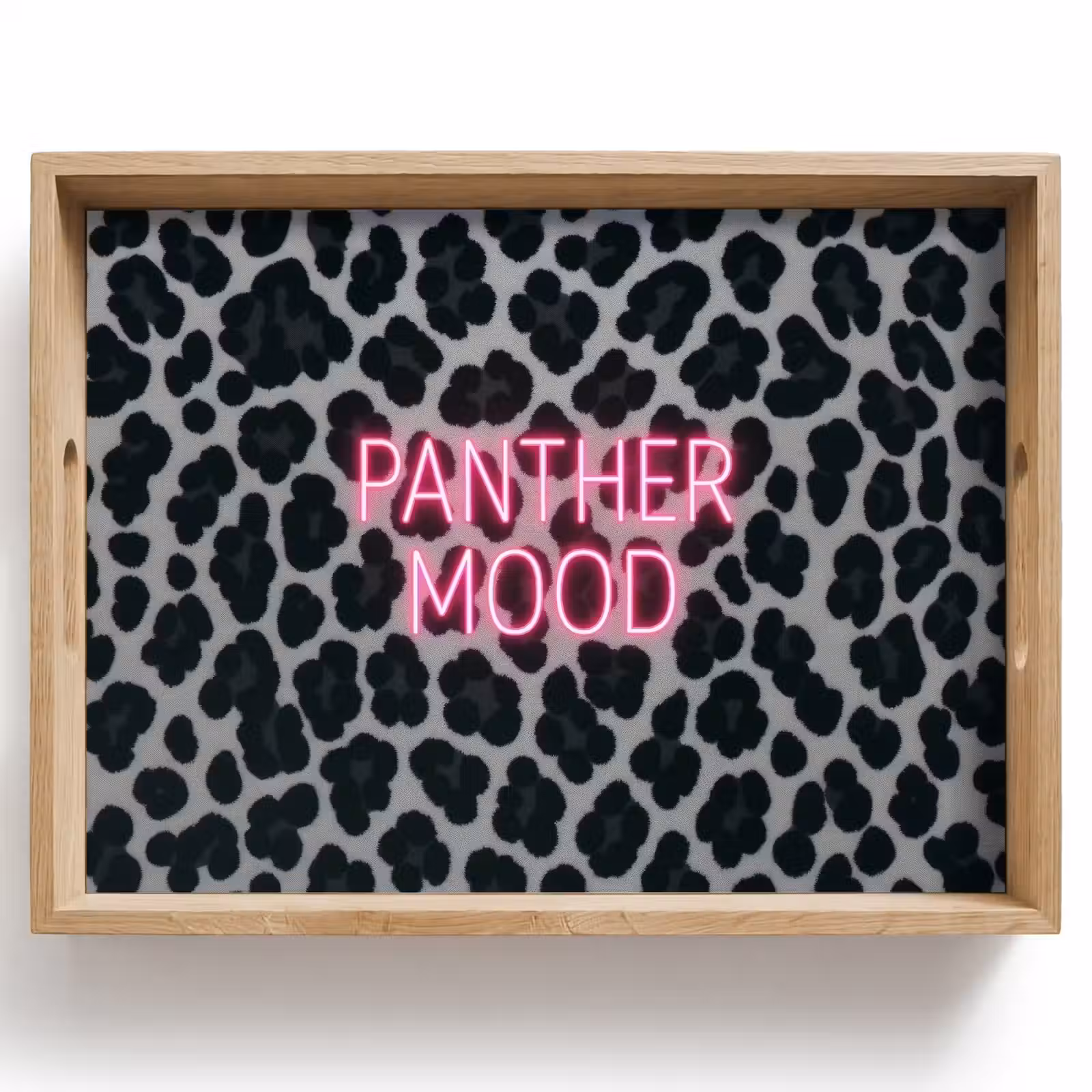 Dienblad - Panterprint - Zwart - Neonletters - Roze — 1
