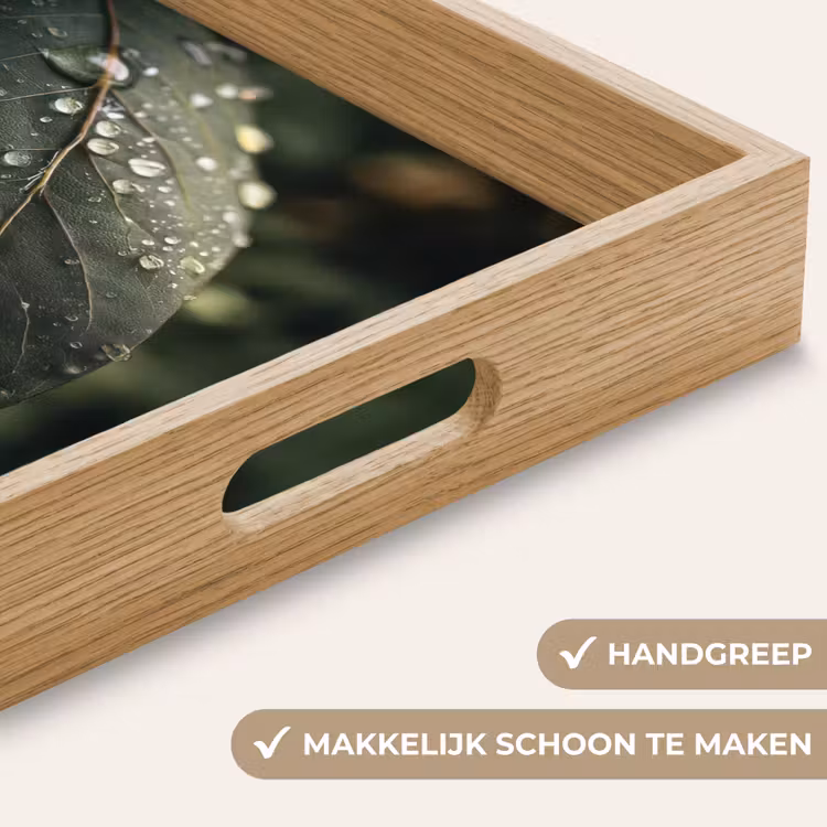 Dienblad - Blad - Groen - Nerven - Regendruppels — 5
