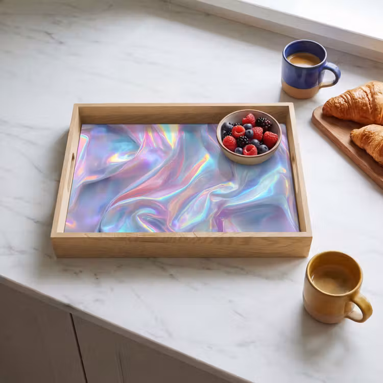 Dienblad - Golvend - Pasteltinten - Glanzend - Stof — 4