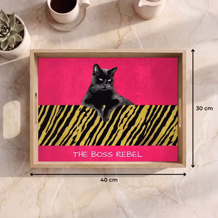 Dienblad - Kat - Baas - Roze - Tijgerprint — 9