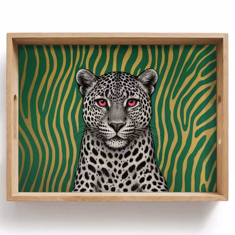 Dienblad - Panter - Zebrapatroon - Groen — 1