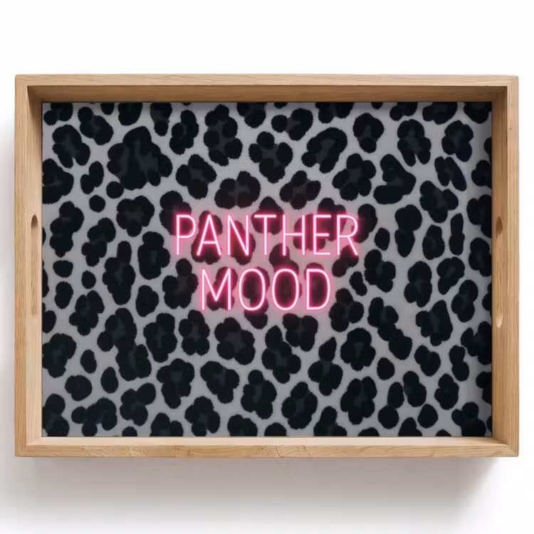 Dienblad - Panterprint - Zwart - Neonletters - Roze — 1