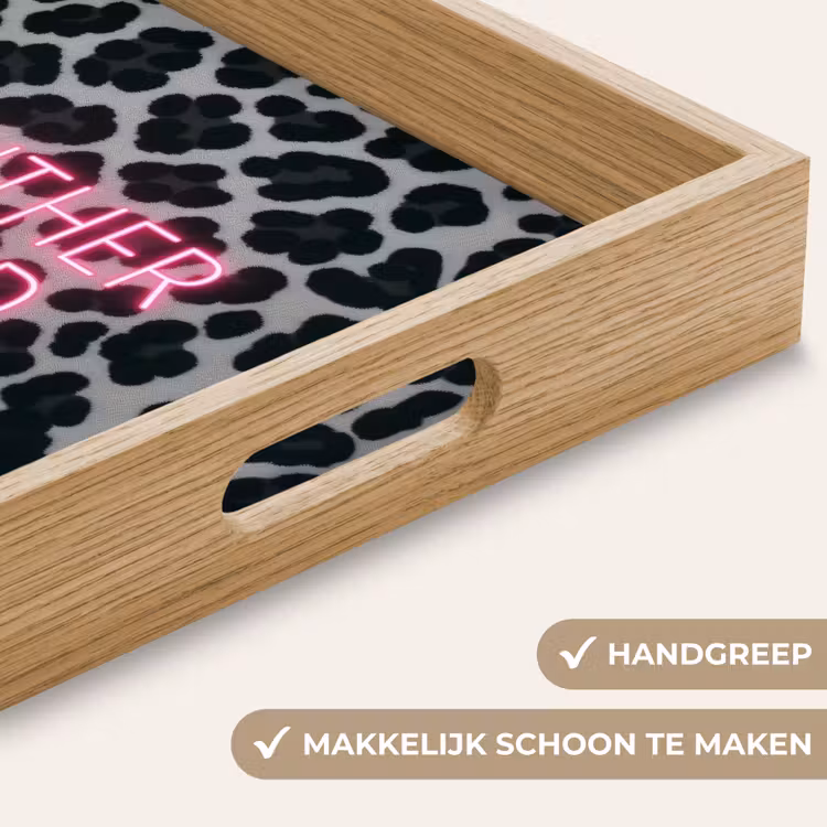 Dienblad - Panterprint - Zwart - Neonletters - Roze — 5