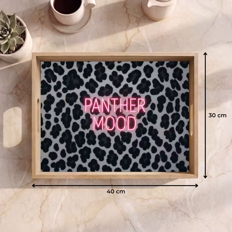 Dienblad - Panterprint - Zwart - Neonletters - Roze — 9