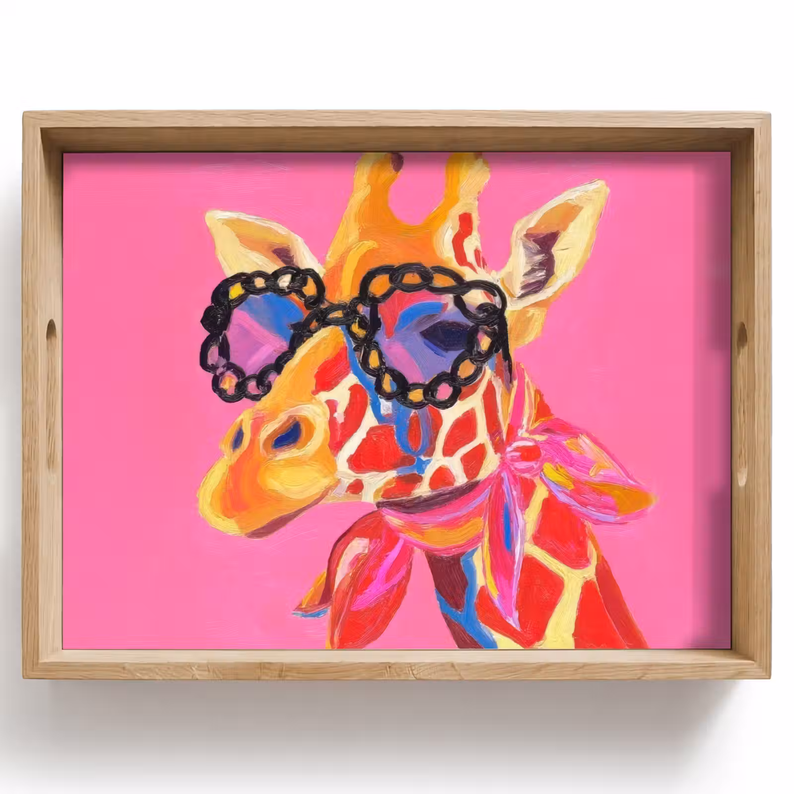 Dienblad - Giraf - Roze - Bril - Sjaal — 1