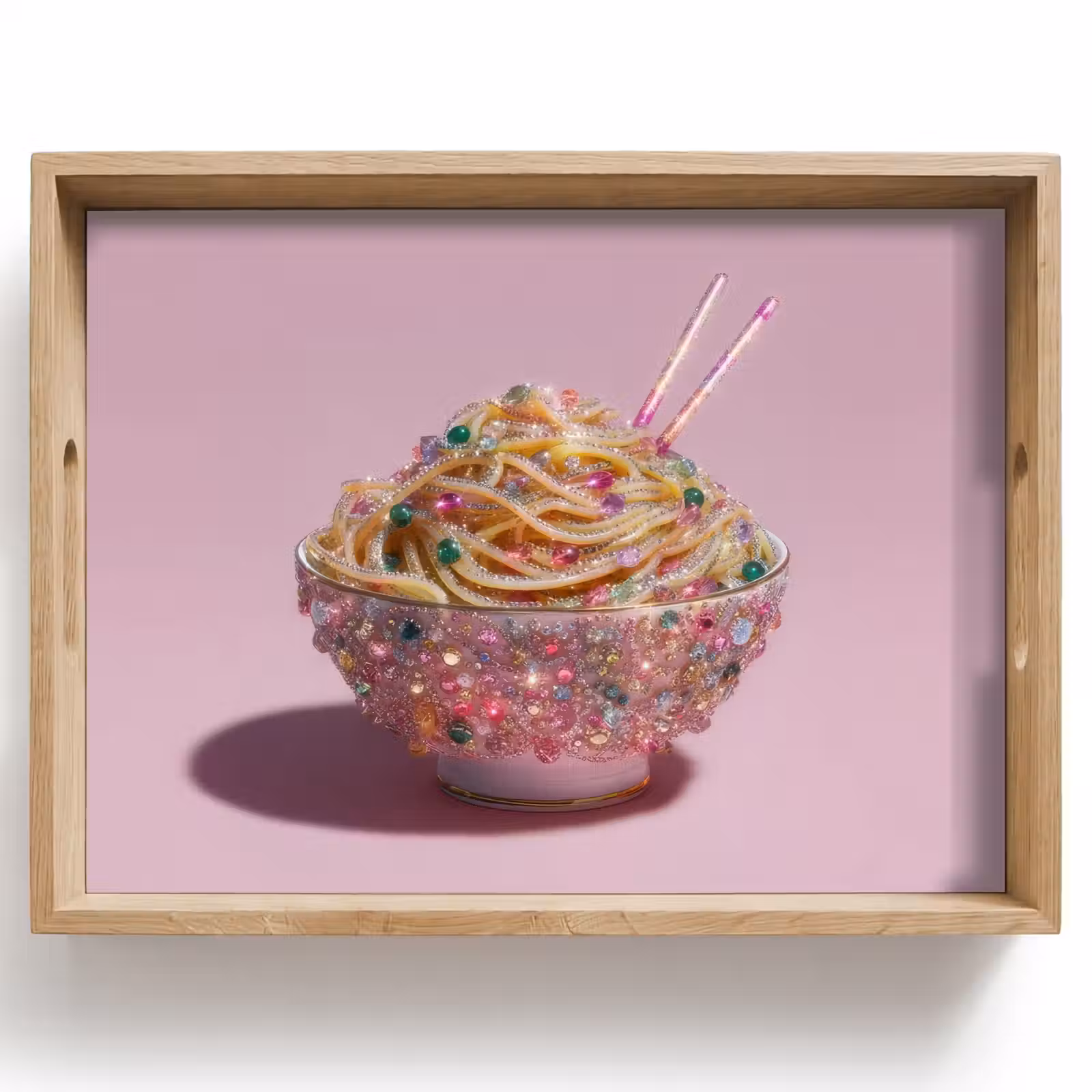 Dienblad - Noodles - Edelstenen - Stokjes - Roze — 1