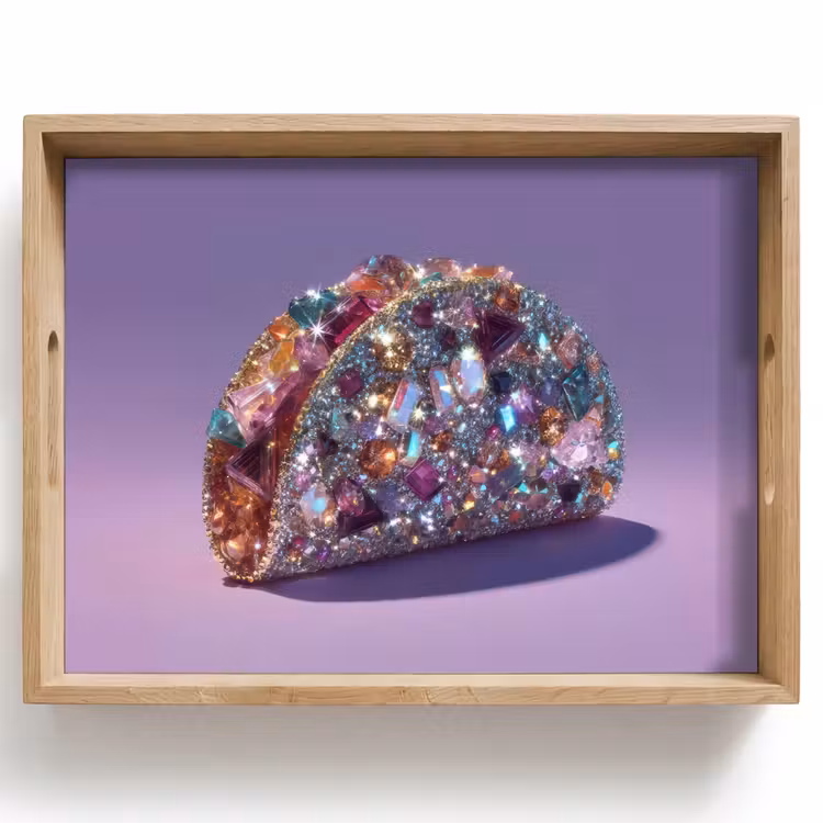 Dienblad - Edelstenen - Glitters - Paars - Kleurrijk — 1