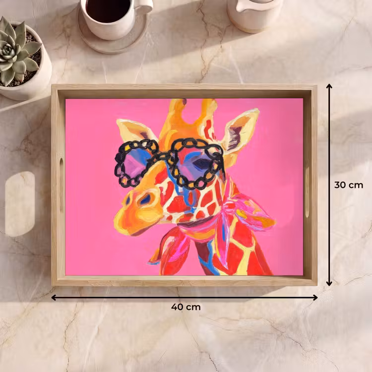 Dienblad - Giraf - Roze - Bril - Sjaal — 9