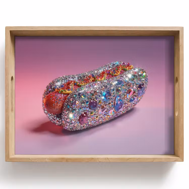 Dienblad - Hotdog - Steentjes - Glitters - Paars — 1