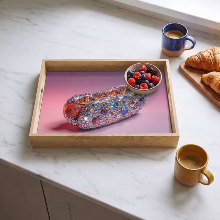 Dienblad - Hotdog - Steentjes - Glitters - Paars — 4