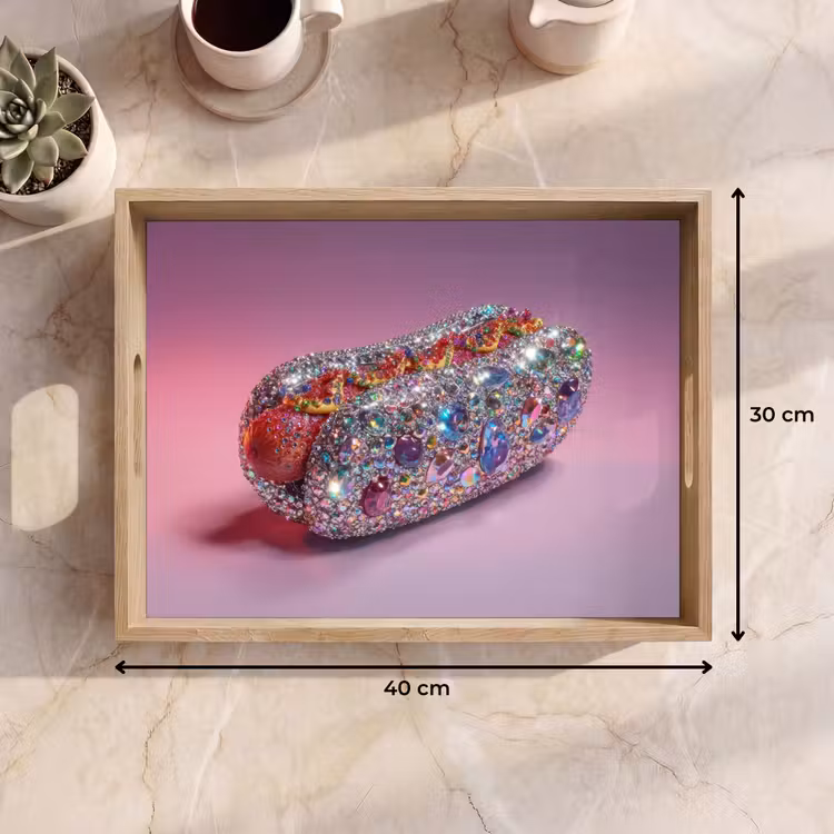 Dienblad - Hotdog - Steentjes - Glitters - Paars — 9