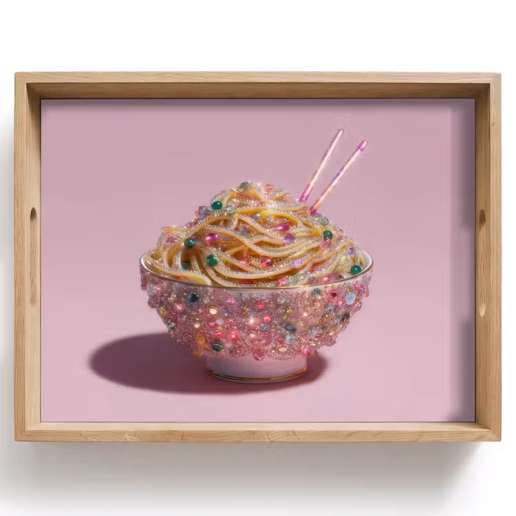 Dienblad - Noodles - Edelstenen - Stokjes - Roze — 1