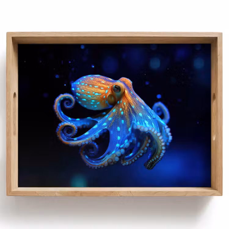 Dienblad - Octopus - Stippen - Blauw - Zee — 1