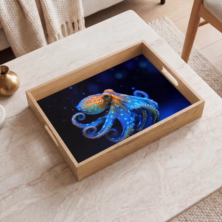 Dienblad - Octopus - Stippen - Blauw - Zee — 2