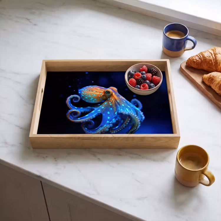 Dienblad - Octopus - Stippen - Blauw - Zee — 4