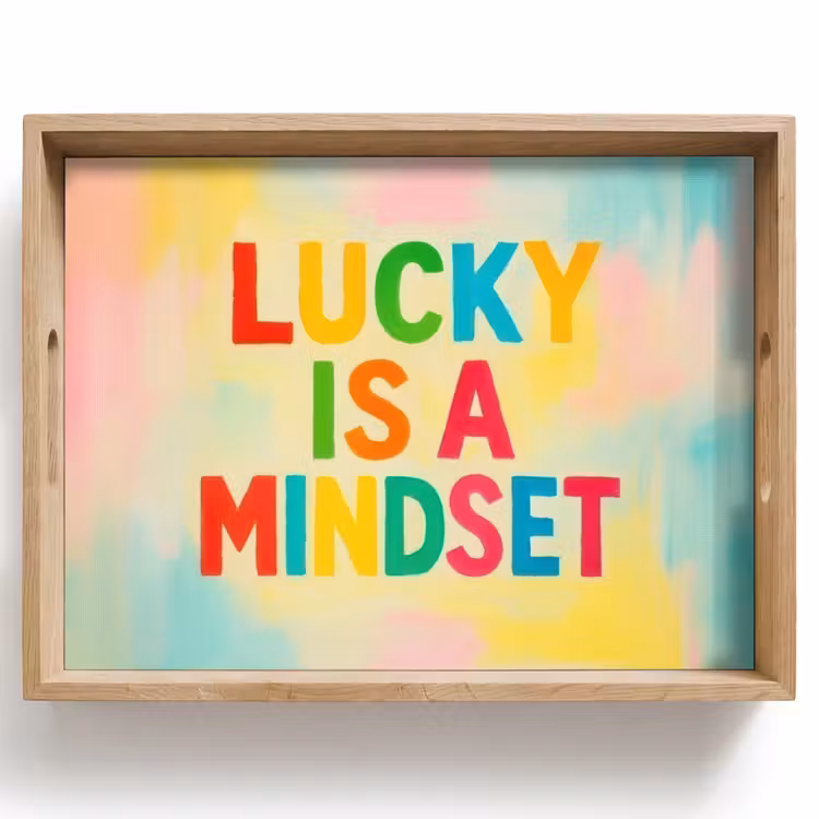 Dienblad - Quote - Lucky - Regenboogkleuren — 1