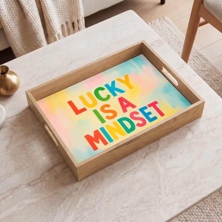 Dienblad - Quote - Lucky - Regenboogkleuren — 2