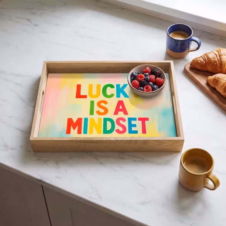 Dienblad - Quote - Lucky - Regenboogkleuren — 4