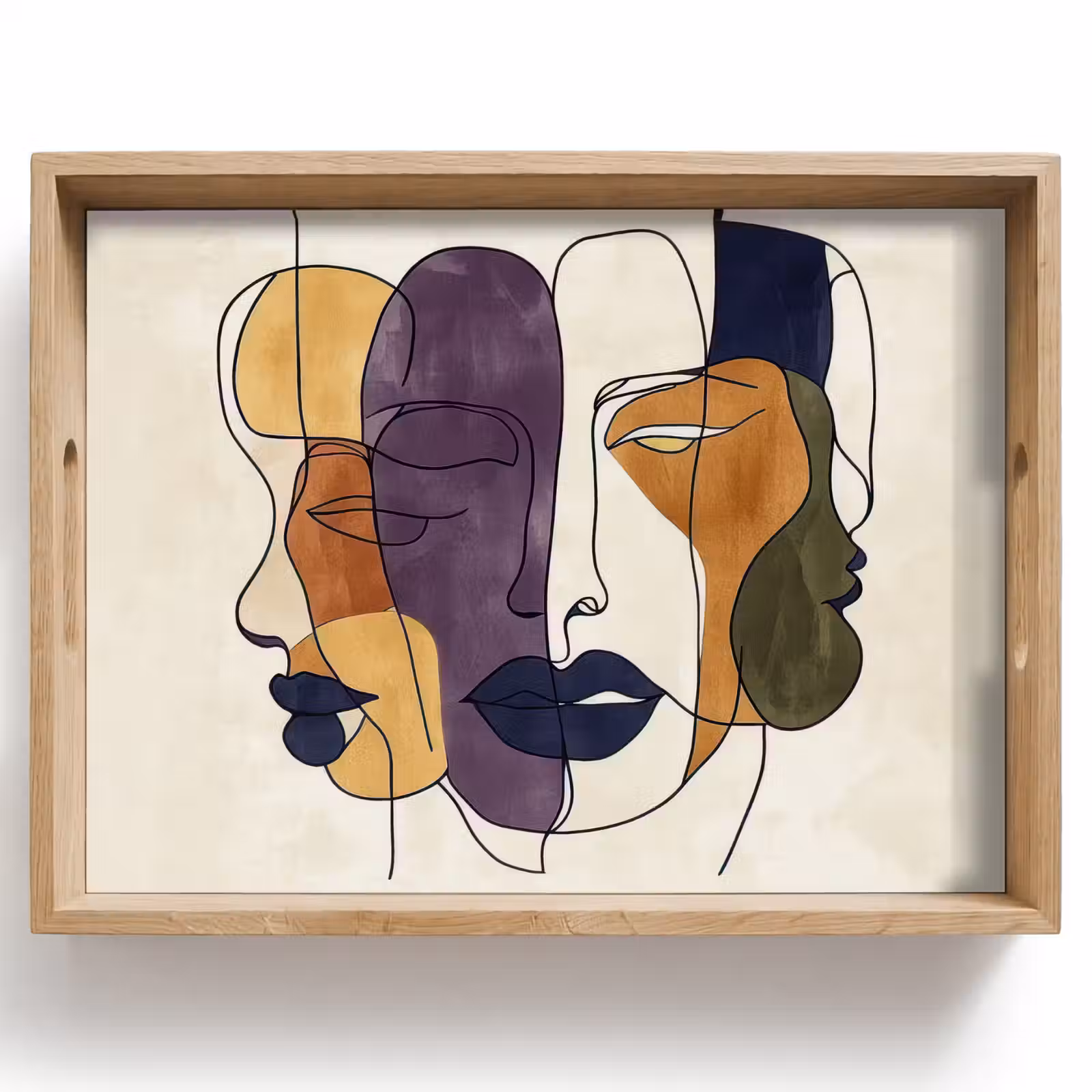 Dienblad - Abstract - Overlappende gezichten - Paars - Donkergroen — 1