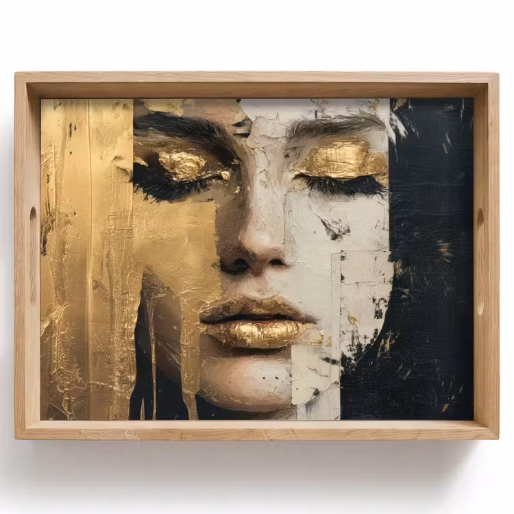 Dienblad - Abstract - Goud - Gezicht - Lippen — 1