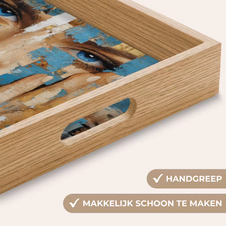 Dienblad - Abstract - Penseelstreken - Blauw - Gezicht — 5