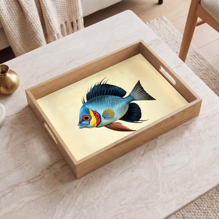 Dienblad - Blauw - Kieuwen - Vis - Illustratie — 2