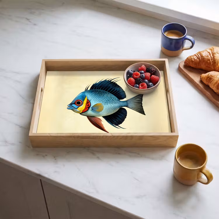 Dienblad - Blauw - Kieuwen - Vis - Illustratie — 4