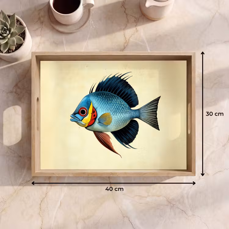 Dienblad - Blauw - Kieuwen - Vis - Illustratie — 9