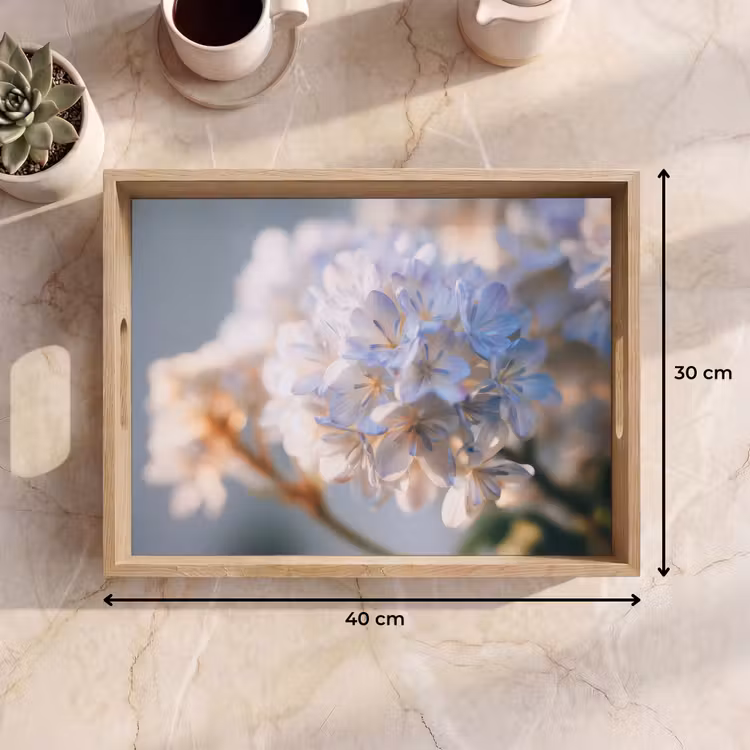 Dienblad - Bloemen - Lichtblauw - Wazig - Trosje — 9