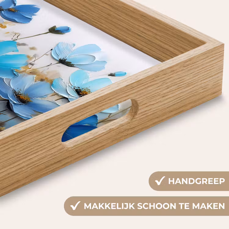 Dienblad - Bloemen - Schilderij - Blauw — 5