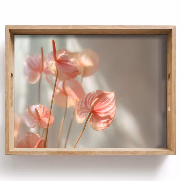 Dienblad - Bloemen - Stelen - Roze - Schaduw — 1