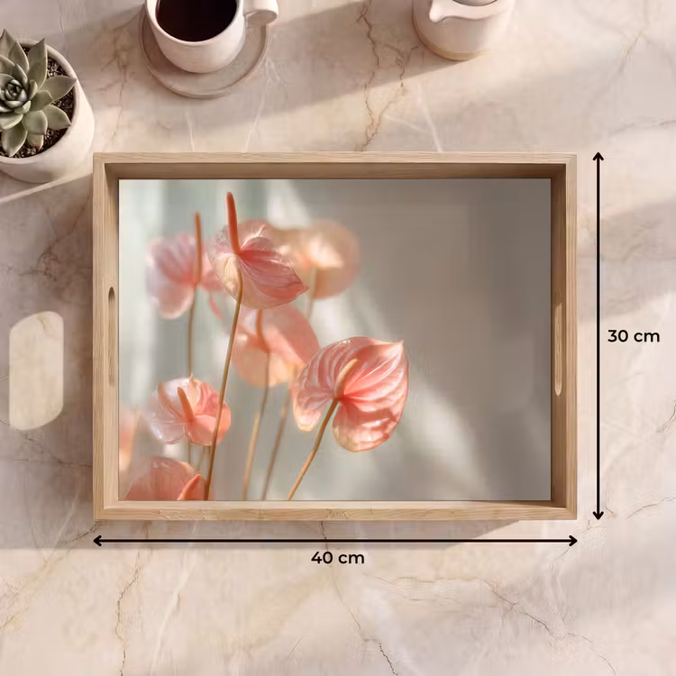 Dienblad - Bloemen - Stelen - Roze - Schaduw — 9