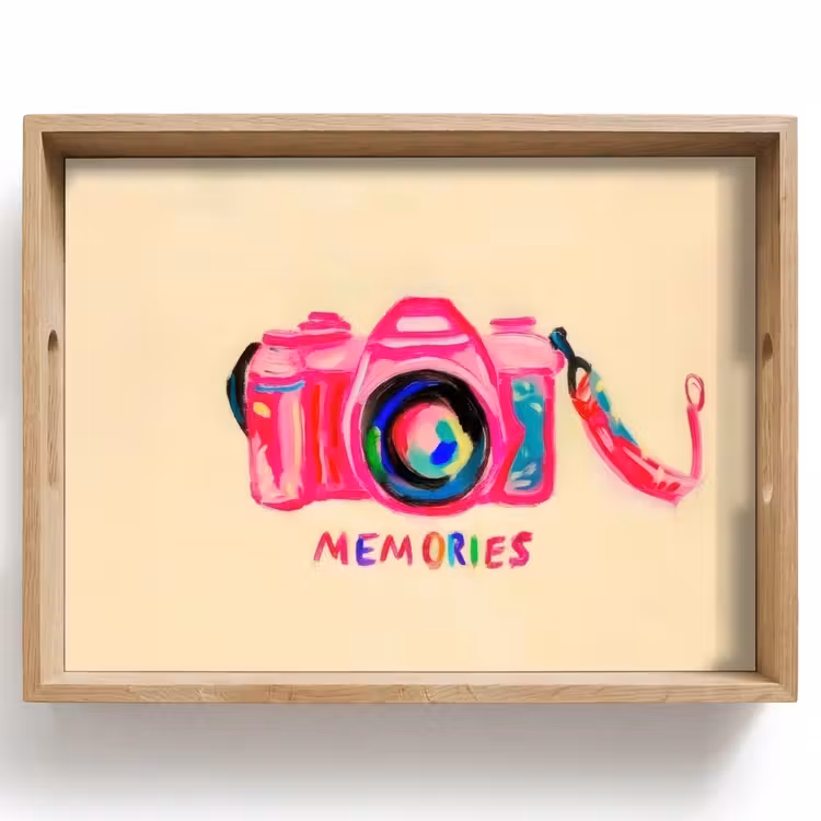 Dienblad - Camera - Memories - Roze - Geschilderd — 1