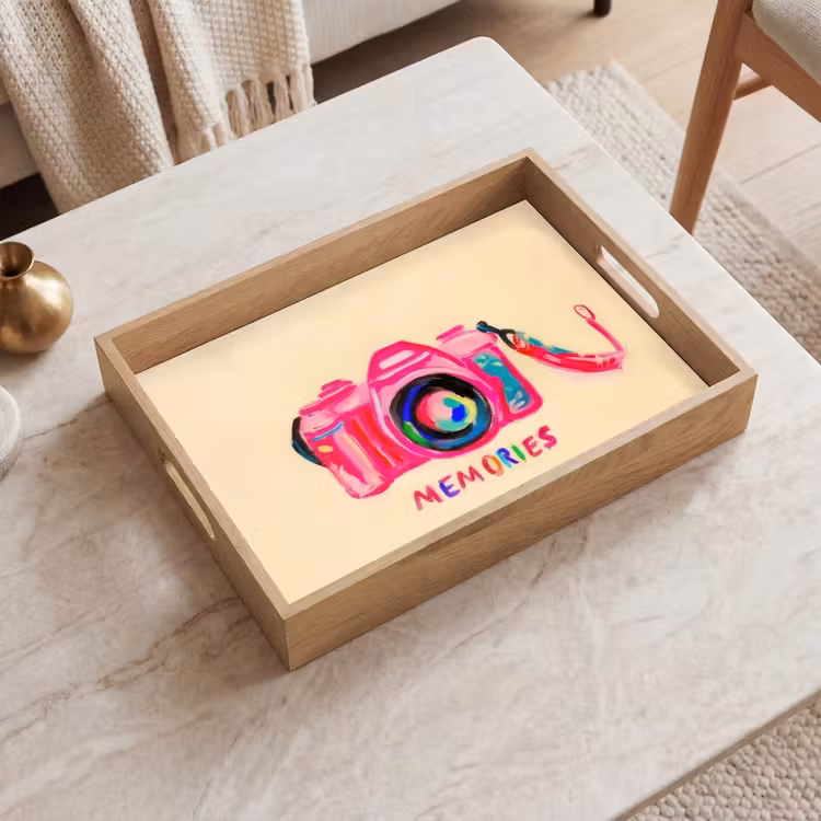 Dienblad - Camera - Memories - Roze - Geschilderd — 2