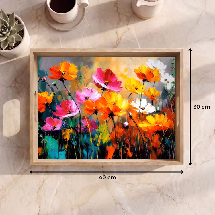 Dienblad - Felgekleurd - Bloemblaadjes - Abstract — 9