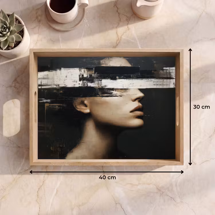 Dienblad - Gezicht - Vrouw - Zwart - Abstract — 9