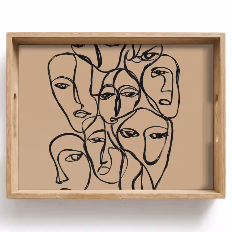 Dienblad - Gezichtenzee - Lijntekening - Abstract — 1