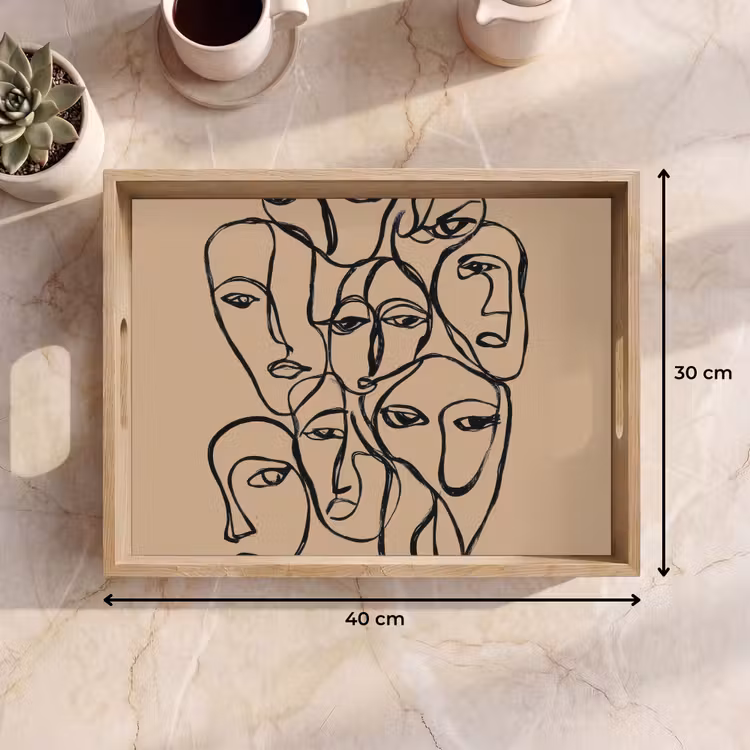 Dienblad - Gezichtenzee - Lijntekening - Abstract — 9